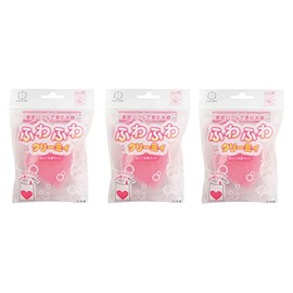 Kokubo Facial Cleansing Net, Fine Foaming with Sponge, Heart Sponge Facial Cleansing Net, 3 Pieces