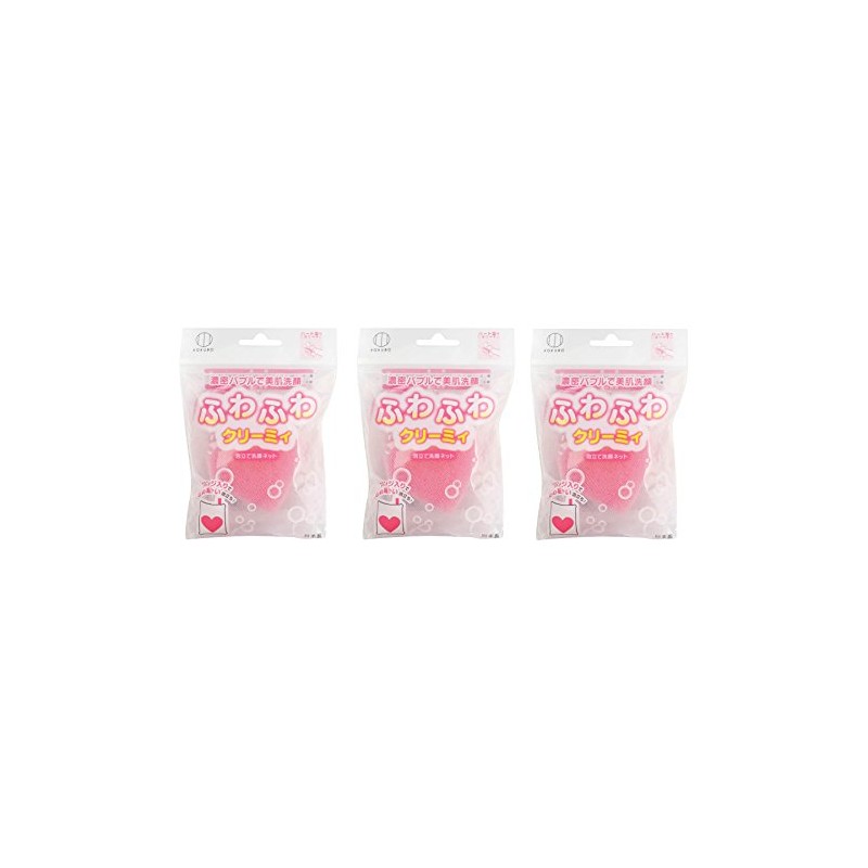 Kokubo Facial Cleansing Net, Fine Foaming with Sponge, Heart Sponge