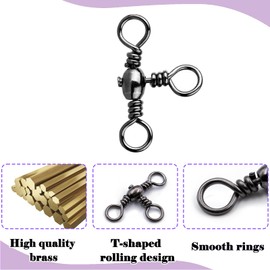 Natufish 3 Way Swivels Fishing Tackle - 25Pcs Three Way Swivel Black T-Turn Barrel Swivel High Strength Connector for Catfish rigs(Size 3/0)