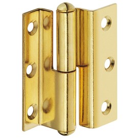 Gedotec Furniture Hinge Brass Room Door Hinge Cranked Door Hinge for Screwing - H1919 | Screw-On Hinge Length 50 mm | Crank D 7.5 mm | Stop: Left | 1 Piece - Screw-On Tape for Doors