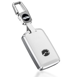 Krovat Mazda Key Case Smart Key Compatible 【Smooth Operation】 Mazda3 Accessory CX-5 CX-8 CX-30 【Strong Full Protection】 Genuine Leather Universal, white