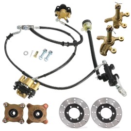 Unbranded Front 4 Stud Wheel Hub Spindle + Foot Brake Caliper Rotor For Go Kart Buggy ATV