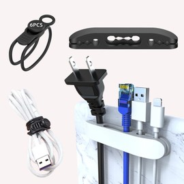 Cable Clips, Cord Organizer Cable Management, Cable Organizers USB Cable Holder Wire Organizer Cord Clips, 2 Packs Cord Holder for Desk Car Home and Office(Black+White)