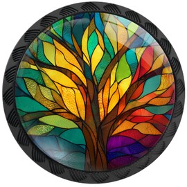 Artinhand 12 Pack Stained Glass Tree of Life Cabinet Knobs for Kitchen