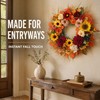24 Inch Fall Wreath for Front Door, Autumn Sunflower Farmhouse
