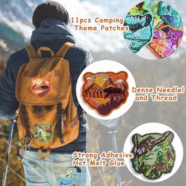 10PCS Assorted Outdoor Adventure Animal Embroidered Patches-Camp Wildlife Mountain Landscape Badges for Backpack,Hiking Gear,Camping Accessories