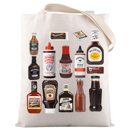 VAMSII Grill Master BBQ Lover Gift Barbecue Sauce Lover Canvas Tote Bag BBQ Sauce Theme Gift Foodie Merch Food Lover Gift (GrillMasterTote)