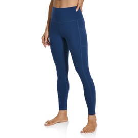 Colorfulkoala - Pantalones de yoga de cintura alta para mujer, leggings de 7/8 de longitud con bolsillos, Azul medianoche, XL