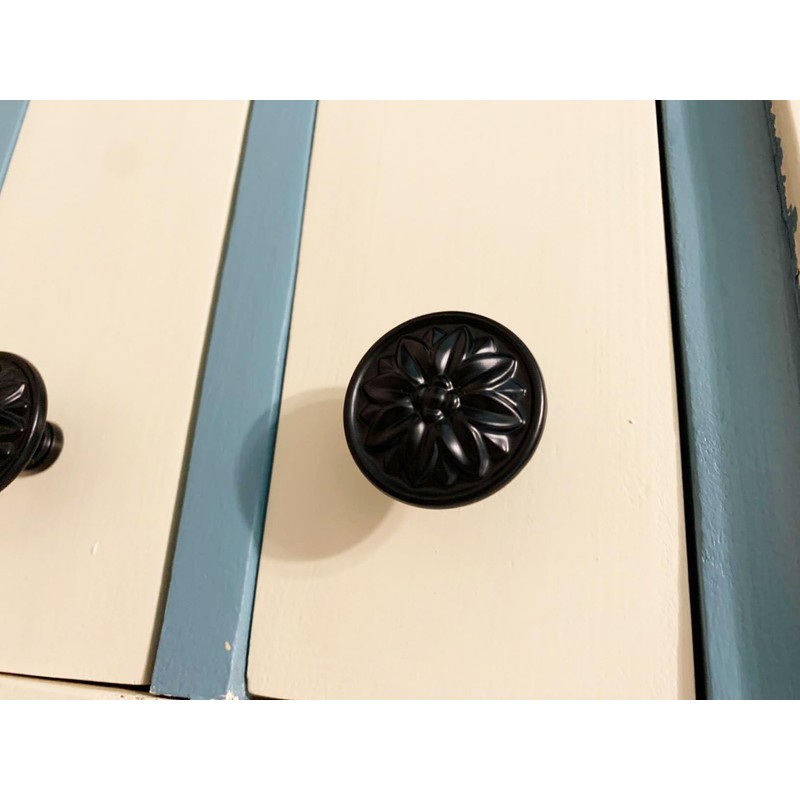 binifiMux 6-Pack Black Vintage Flower Cabinet Drawer Pulls Knobs, Flower