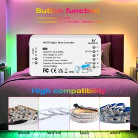 GLEDOPTO WLED LED Light Strip Controller 5-24V WiFi APP Control Over 100 Dynamic Lighting Modes DIY 800 IC for RGB RGBW WS2812B WS2811 SK6812 TM1814 WS2813 WS2815 No Need Hub