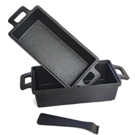 Voulosimi Cast Iron Loaf Oven Pan - Rectangular Baking Pan for home baking (2 PCS, 1.4 QT x 2)