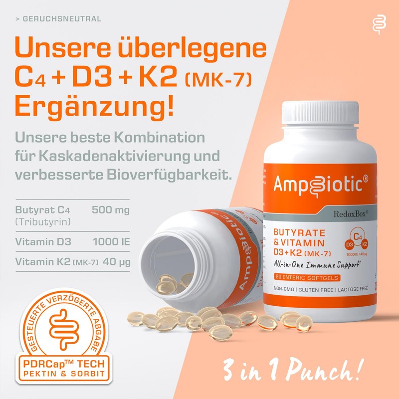 AmpBiotic® 90 Capsules by RedoxBox - Butyrate & Vitamin D3