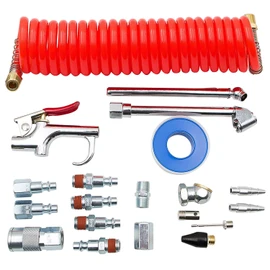 FIXSMITH Compressor Accessory Kit - 20 Pcs Air Compressor Kit with PE Recoil Hose,Blow Gun,Air Tool 1/4in NPT Fittings,Air Chuck & Inflation Needle,Storage Case Included