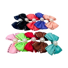 PET SHOW Dotted Line Bowknot French Barrette Pet Dog Hair Bows Clips Puppy Cat Grooming Hair Accessories Pack of 10