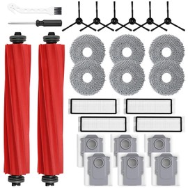 26 Pack Replacement Accessories for Roborock Q Revo【Not for Qrevo S/Pro/Plus/MaxV】Robot Vacuum Cleaner, 2 Main Brush 6 Side Brush 4 HEPA Filter 6 Mop Pads 6 Dust Bags 1 Cleaning Brush 1 Screwdriver