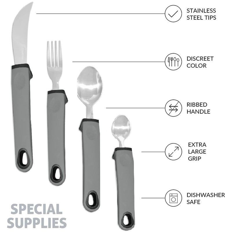 Easy Grip Cutlery Set, Cutlery for Disabled Hands, Disability Ideal