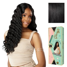 Sensationnel Glamzy Lace Part Wigs - Seraphina Glueless Hand Tied Wider V Parting Synthetic Hair (1 JETBLACK)