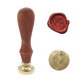 Baby Foot Wax Sealing Stamp Vintage Retro Arts Crafts Romantic Symbol Wax Seal Stamp Metal Stamp Fancy Greetings for Baby Shower Gift Packing Invitation Letter (Gold-Baby Foot)