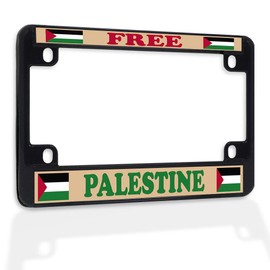 Metal Insert Bike License Plate Frame Free Palestine Flag A Weatherproof Motorcycle Accessories Black 4 Holes Solid Insert
