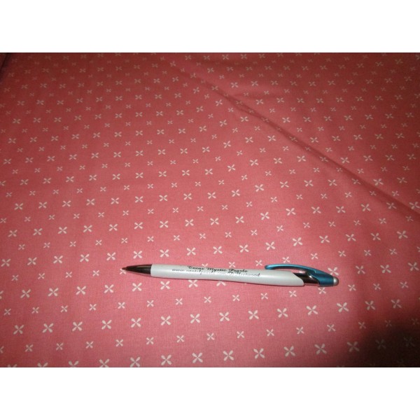 David Textiles CROSS DOTS ON SALMON FABRIC - BY THE