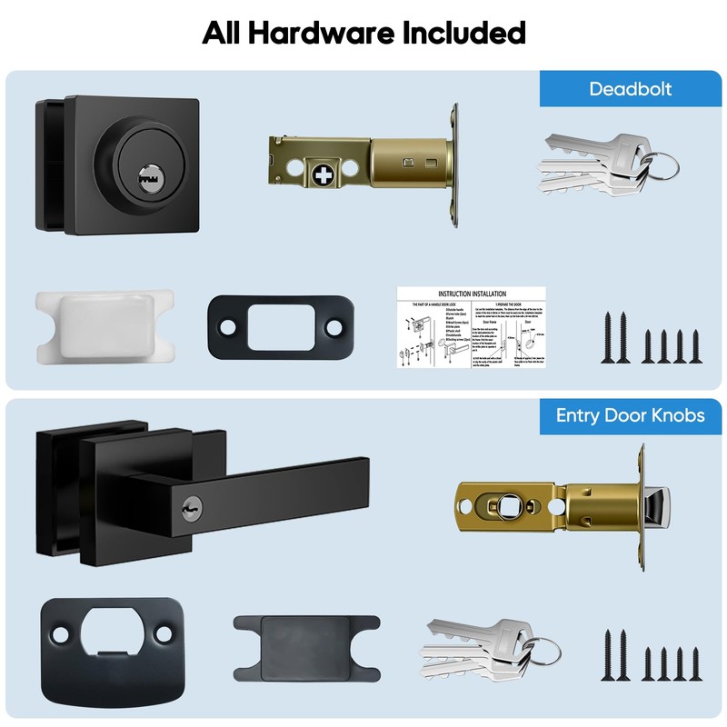 Exterior Door Handle and Deadbolt Set, 1 Pack, 6 Same