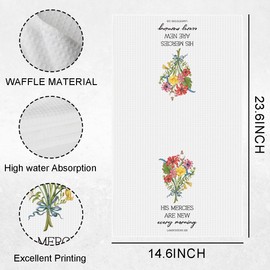 Christian Gifts Kitchen Towels Hostess Housewarming Gifts for Women Men Motivational Quotes Bible Verse Floral Waffle Weave Hand Tea Dish Towels for Bathroom Kitchen Decorative 14 x 23 Inches