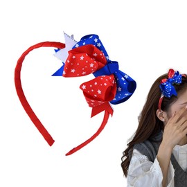 4th of July Headband Outfits for Women USA American Flag Red White and Blue Bow Headband for Independence Day Hair Accessories Fourth of July Patriotic Star Hair Hoop for Memorial Day Decorations