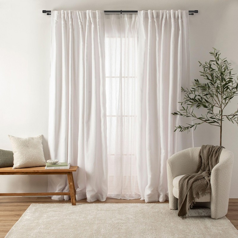 Double Curtain Rods 36-72 Inches for Windows, 1 Inch Diameter