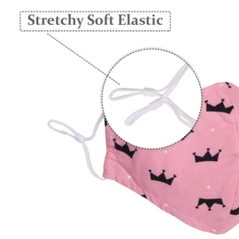 WedDecor 5 Pack Washable Fabric Face Mask Reusable and Adjustable Protective Fabric Face Cover Dust Filter Bag Reusable Washable for Women Crown Print