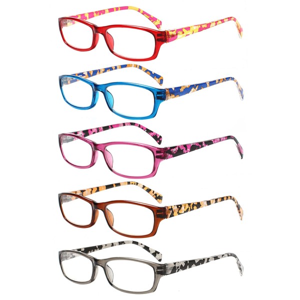 Kerecsen Reading Glasses 5 Pairs Fashion Ladies Readers Spring Hinge