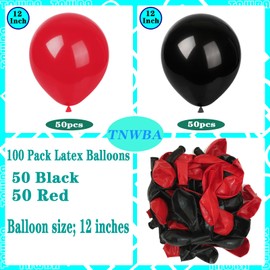 TNWBA Red Black Balloons,100 pcs 12 inch Latex Balloons,birthday party decoration