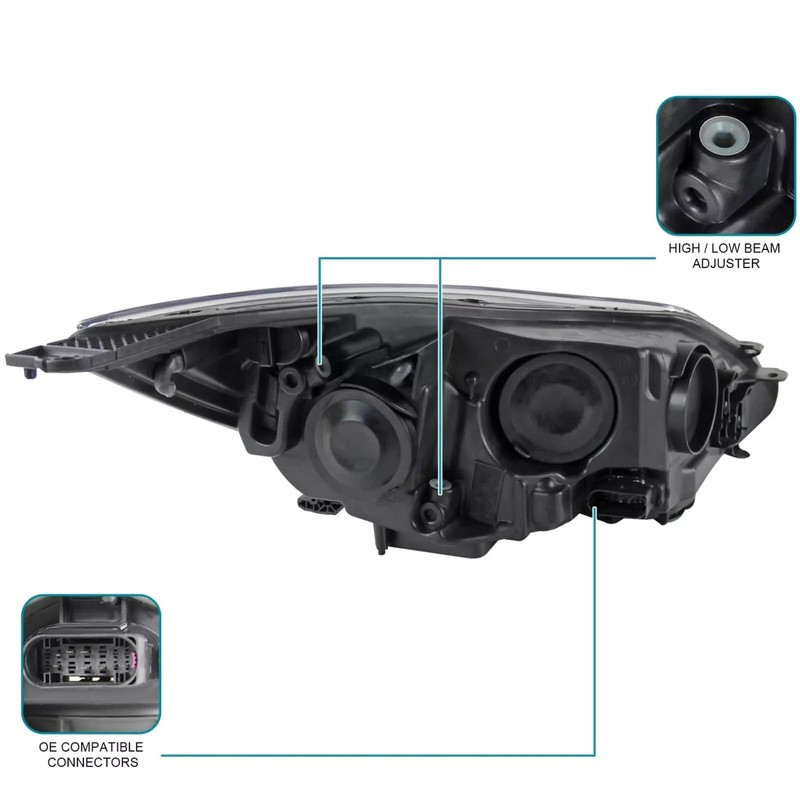 2PCS Headlights Assembly With Bulbs For 2012 2013 2014 Ford