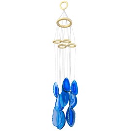 mookaitedecor Blue Agate Slices Wind Chimes for Home Garden Decoration 20-23 Inches