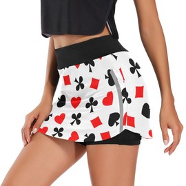 Cindly Poker Card Tennis Skirts, Skorts Skirts with Pockets, Golf Workout for Women