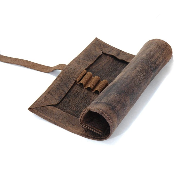 Exclusive Pencil Roll Pencil Case Large Buffalo Leather Cognac Brown