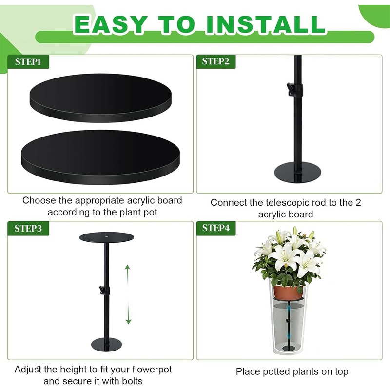 PERFECT LASER Adjustable Plant Riser, 11-19" Rise Planter Insert Filler