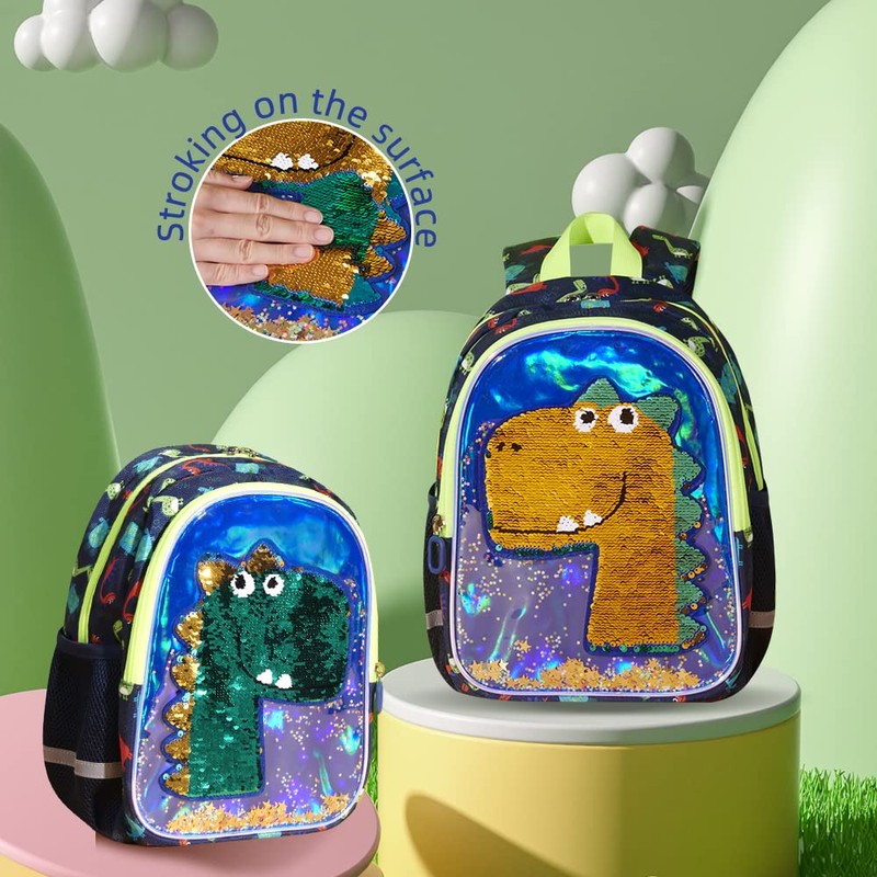 Sunveno Children's Backpack, Sequins Flashing Bag, Green