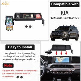 Aunginsy Center Console Dash Storage Tray with Phone Holder Compatible with Kia Telluride 2020-2022 Dashboard Storage Box Organizer Mobile Phone Mount Bracket Dash Storage Tray Interior Accessories