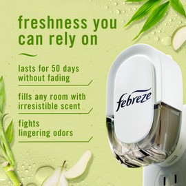 Febreze Plug in Air Freshener and Odor Eliminator, Scented Oil Refill, Bamboo Light, 3 Count