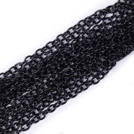 ILOVEDIY Open Link Jet Black Plated Cable Chains For Jewellery Making 5m 3x2mm