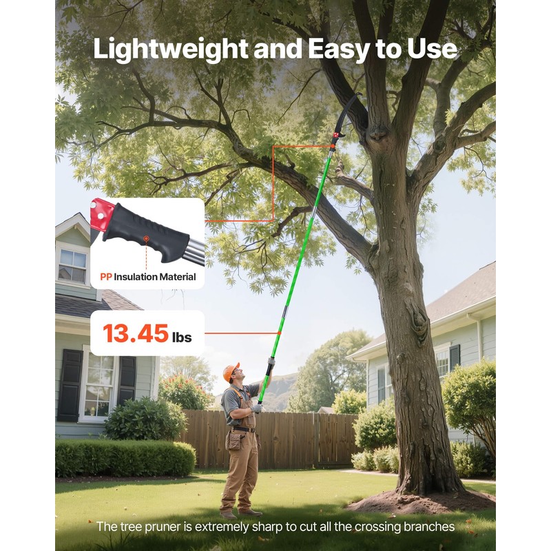 VEVOR Manual Pole Saw, 3.87-27 ft Extendable Pole Tree Pruner,