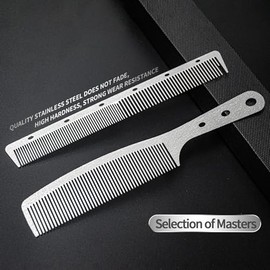 Peine de metal de 2 piezas, peine de dientes finos de acero inoxidable, diseño de dientes irrompibles, peine antiestático, resistente al calor, juego 
