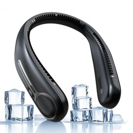 Kinhowly Portable Neck Fan,Personal Hands Free Bladeless Fan,360° Cooling Fan,LED Display,4-Speeds,6000mAh Rechargeable Quick,Long Use Time,Wearable Fan,Birthday Gifts for Men Women Dad Mom (Black)