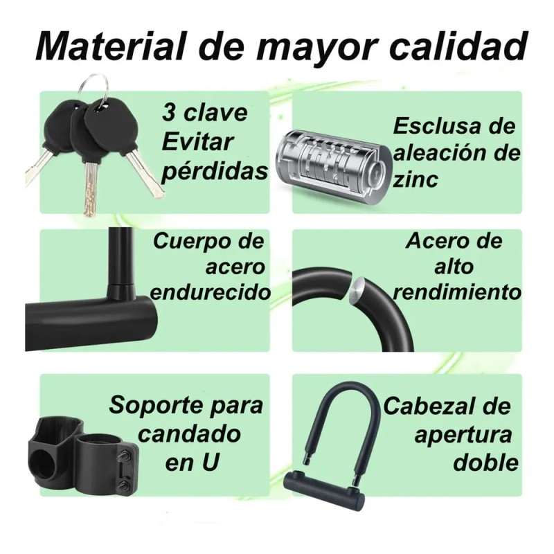 Candado Para Bicicleta Y Moto Con Contra Agua Acero Cadena