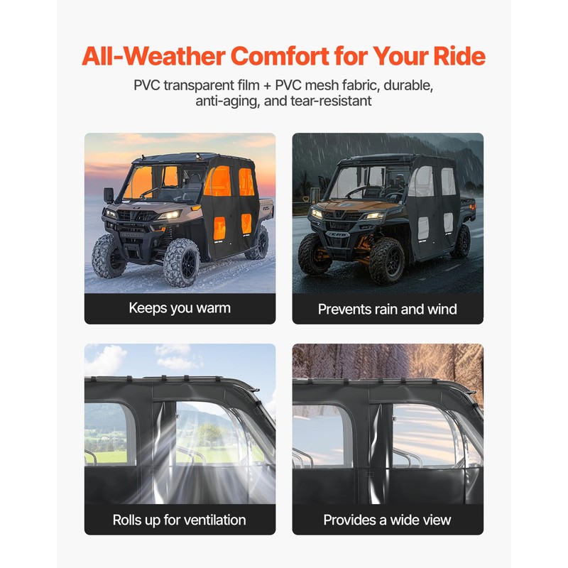 VEVOR Cab Enclosure Upper Doors, Compatible with CFMOTO Uforce 1000
