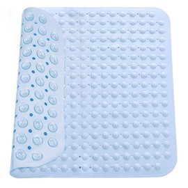 Shower Mat, 48 x 48 cm Shower Mat, Non-Slip Mat with Suction Cups, Massage Shower Mat, Non-Slip for Saunas, Shower Rooms, Machine Washable, Square, Light Blue