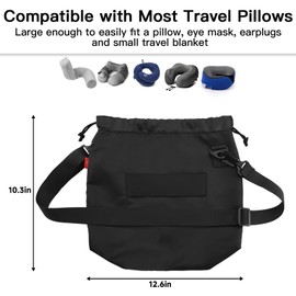 Small Travel Neck Pillow Bag for memory foam travel pillow,Luggage Travel Pillow Drawstring Bag Carrying Case with Trolley Sleeve&Adjustable Strap,Easily Attaches to Luggage,Backpacks