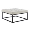 24KF Middle Century Upholstered Tufted Coffee Table with Linen Padded