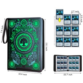 MTGPRO Trading Card Binder,9 Pocket Card Binder with Sleeves 720 Double Sided Pocket Premium Collector Card Album,Card Collection Folder for MTG,TCG,Yugioh,Game Cards (Green)