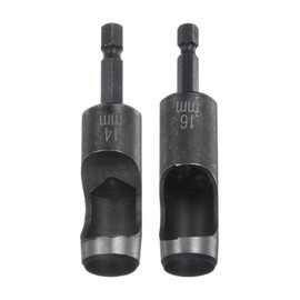 QUARKZMAN 2 Pieces 14 mm, 16 mm Leather Hollow Hole Punch, 1/4 Inch Hex Shank for Drill, Belt Hole Punch, Tool for Thick Fabrics, Leather Crafts, Work